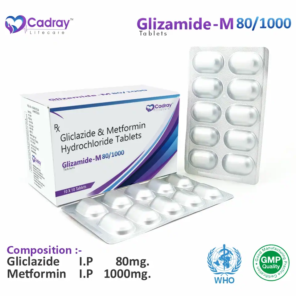 Gliclazide 80 mg + Metformin 1000 mg Tablet PCD Pharma Franchise